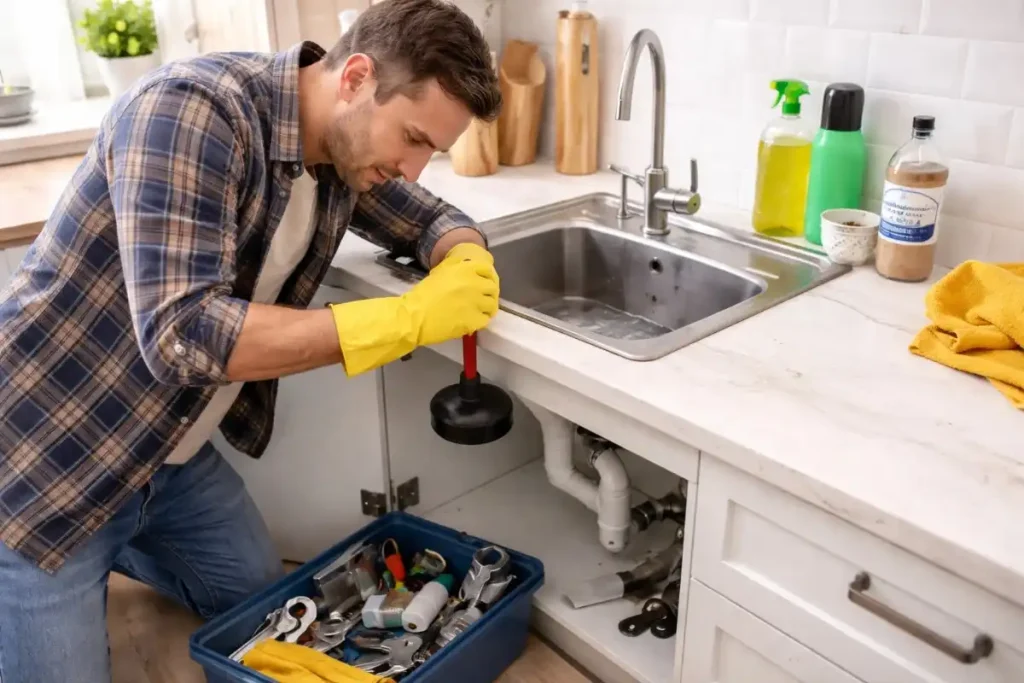 blocked kitchen sink
