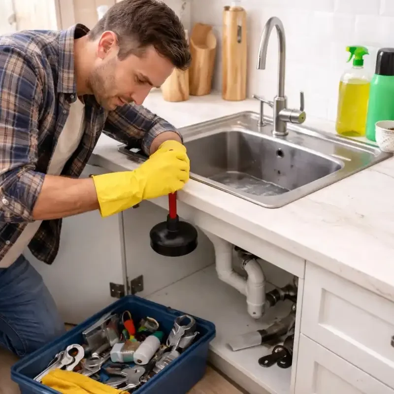 blocked kitchen sink
