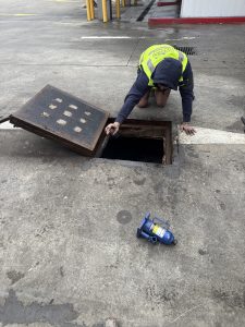 Drainage pit access for inspection