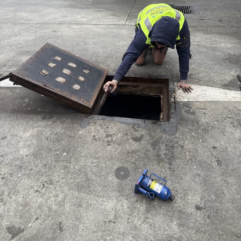 Drainage pit access for inspection
