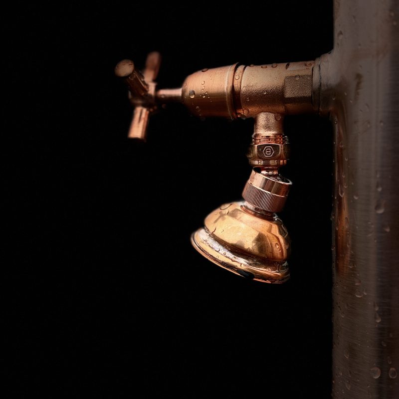 Copper pipe fitting close-up