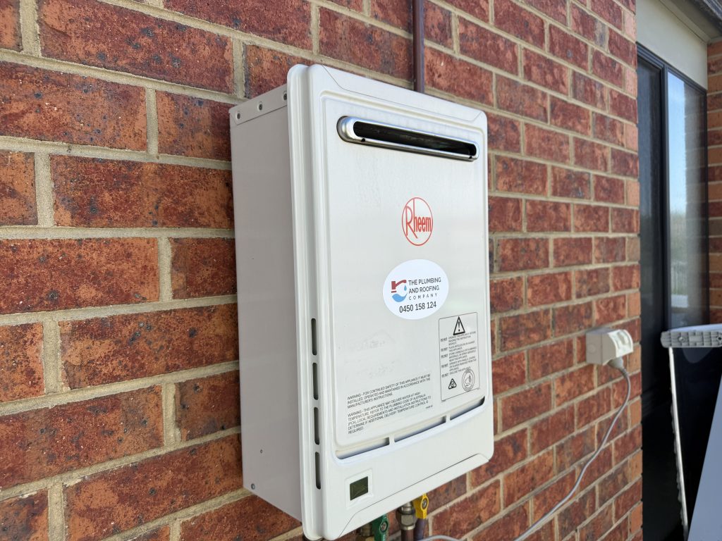 Rheem hot water system installed on a home
