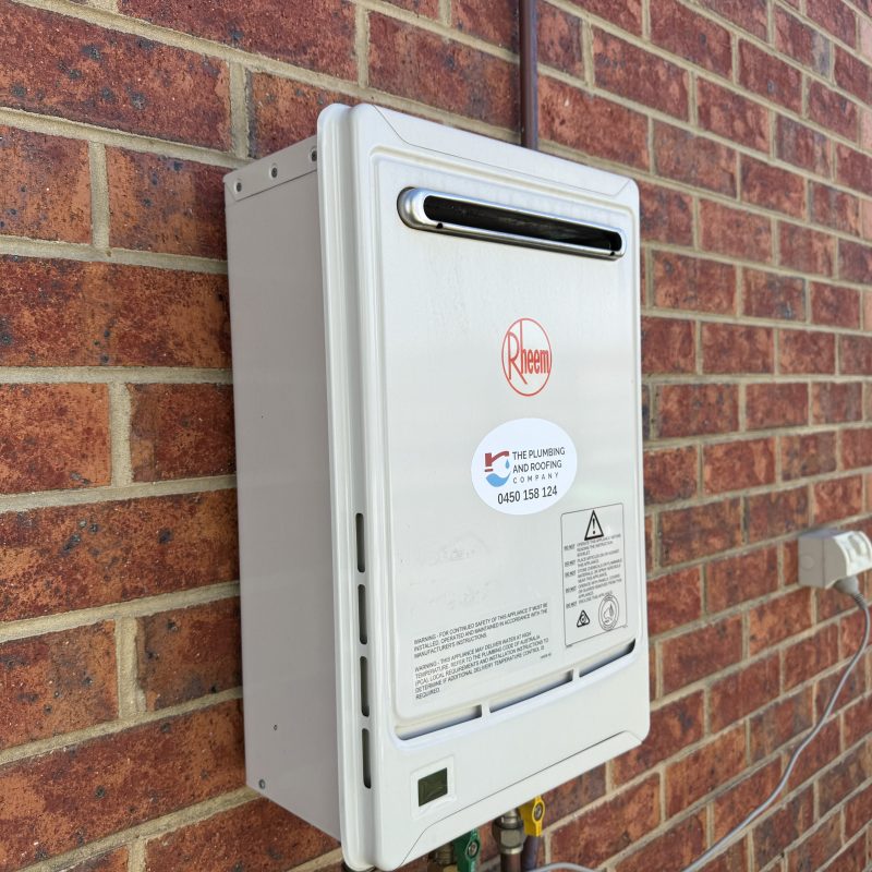 Rheem hot water system installed on a home
