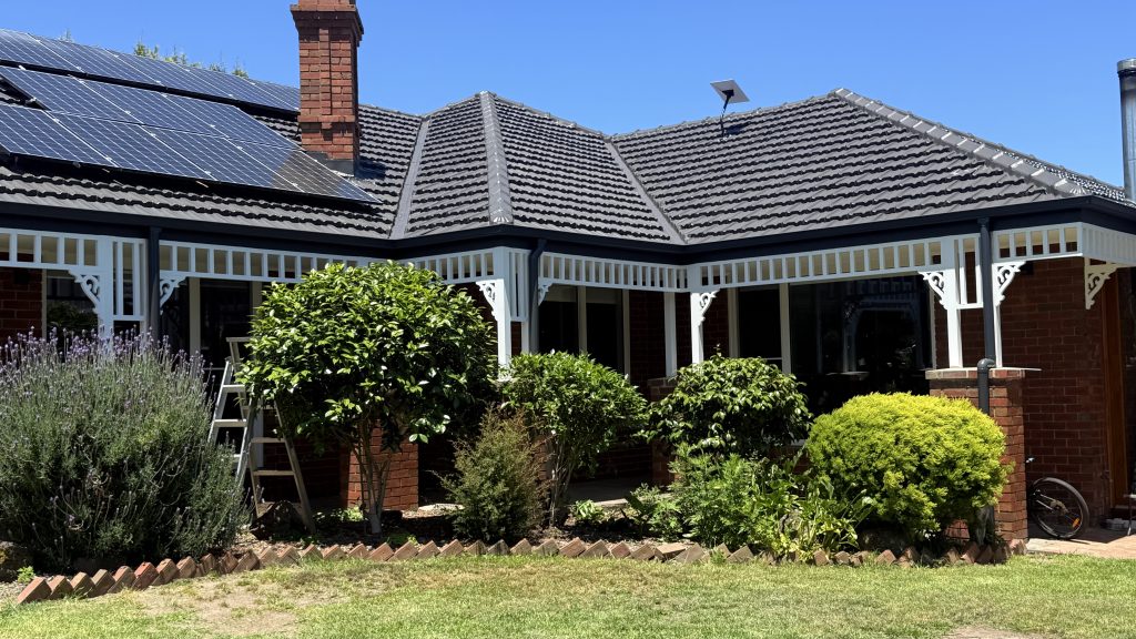 Tiled roof with solar panels on a Melbourne home