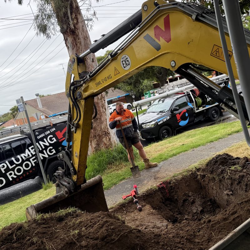 Excavation work for underground drain repairs