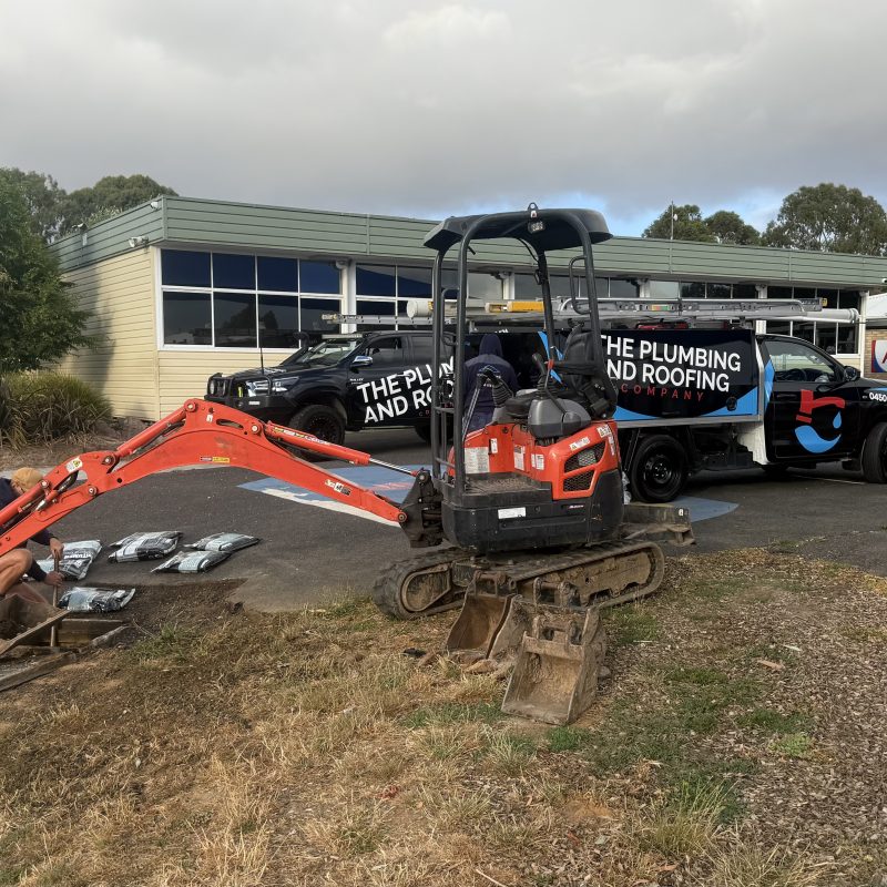Excavator on site for a drainage and excavation job