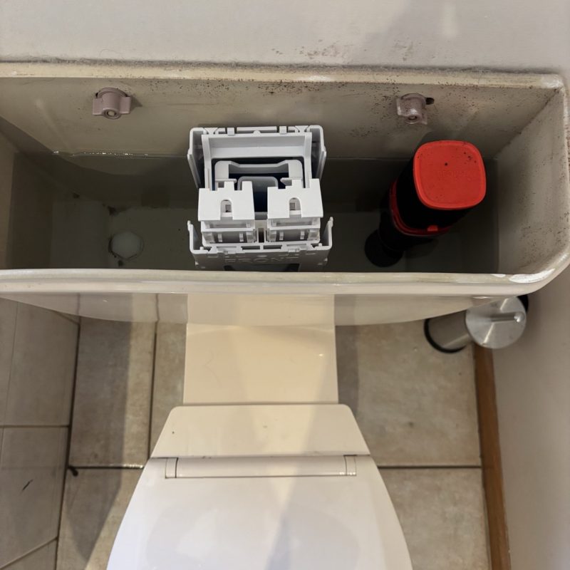 Inside of a toilet cistern