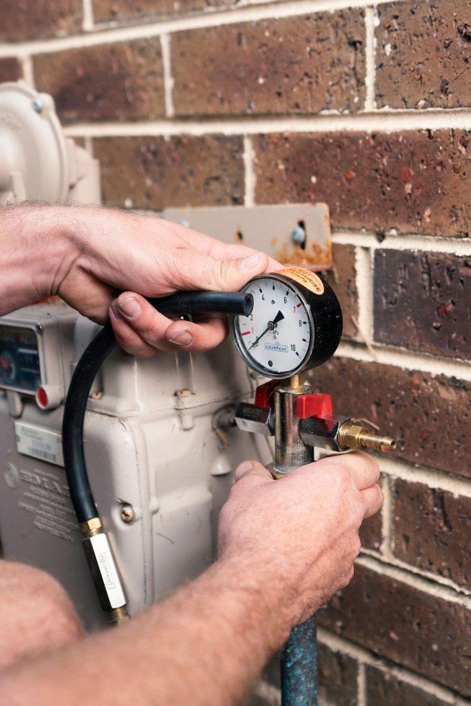 Gas pressure testing at the meter